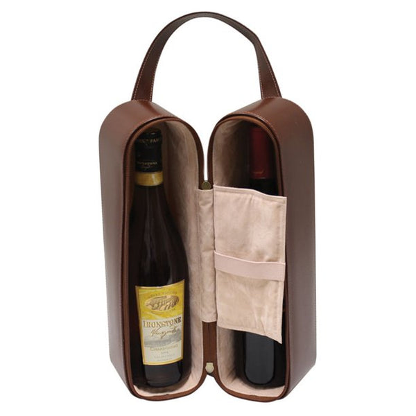 Bellino Leather Two Bottle Wine Carrier-Accent Wine-Columbus Wine-Wine Shop-Wine Pairing-Wine Gift-Wine Class-Wine Club